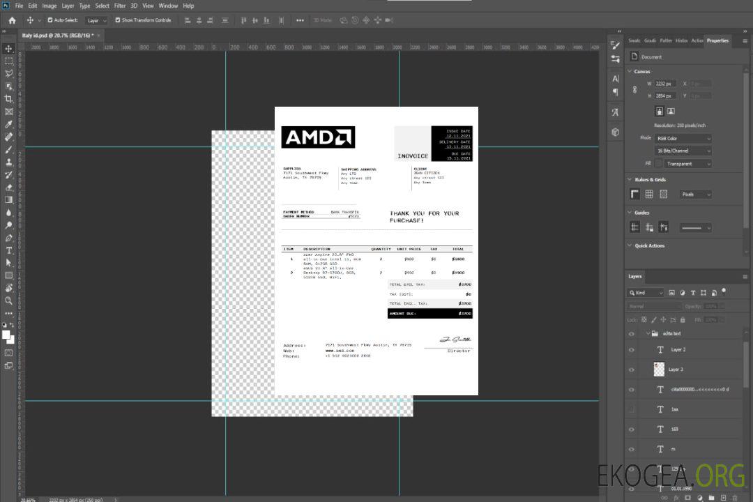 Facture AMD aux États , Unis template Facture AMD aux États , Unis template